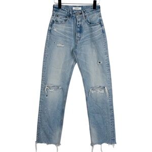 Moussy Vintage Mid Rise Distressed Straight Leg Jeans